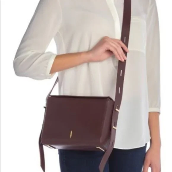 Brown Thacker Leather Crossbody Square Handbag (NWT)